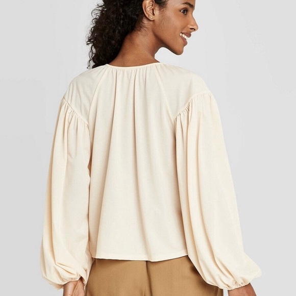 NWOT / A New Day / Cream Balloon Sleeve Top - Picture 2 of 5